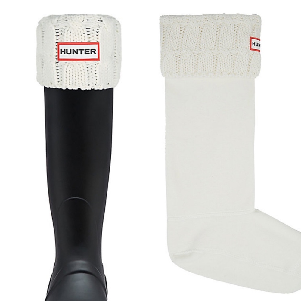 New Hunter White Original 6 Stitch Cable Tall Boot Sock size XL